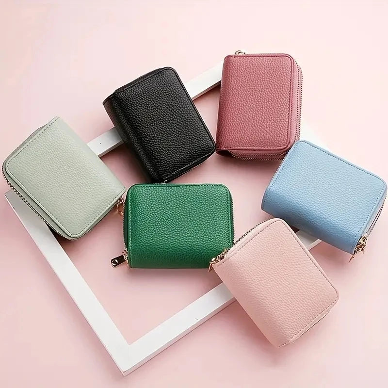 Portefeuille compact femme à double fermeture zippée avec grande capacité pour cartes — photo 1