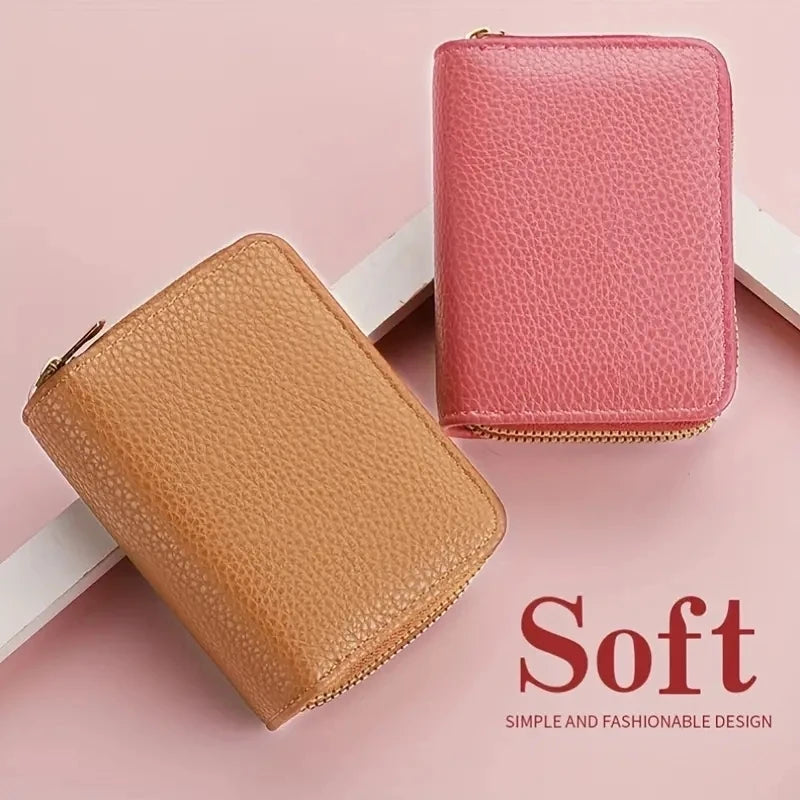 Portefeuille compact femme à double fermeture zippée avec grande capacité pour cartes — photo 3
