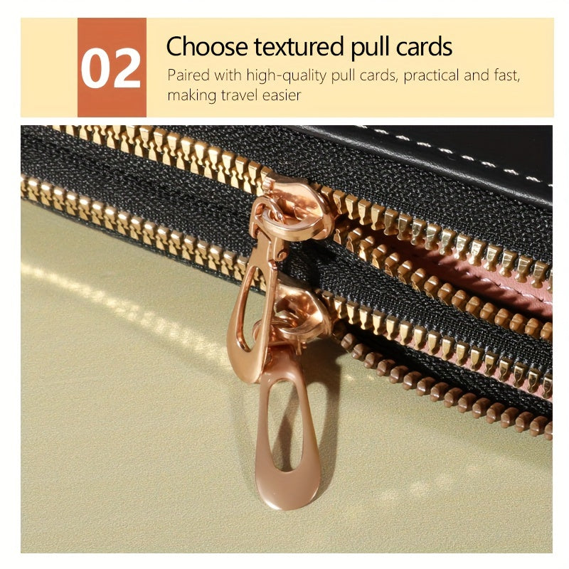 Portefeuille femme double zip, imprimé cœurs, 8 fentes cartes