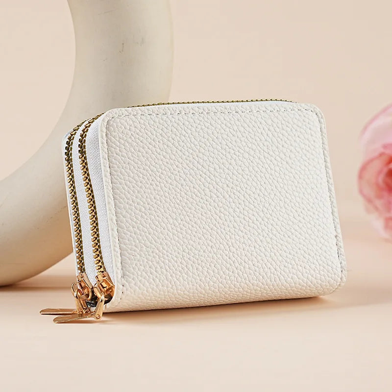 Mini portefeuille double zip pour femme avec motifs léopard et cerise — photo 15