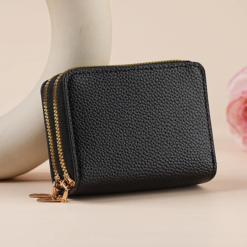 Mini portefeuille double zip pour femme avec motifs léopard et cerise — photo 16