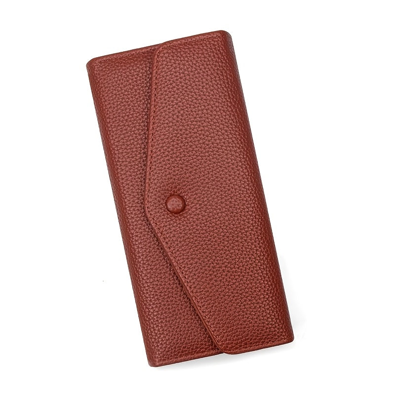 Portefeuille femme enveloppe fine à poche zippée au dos