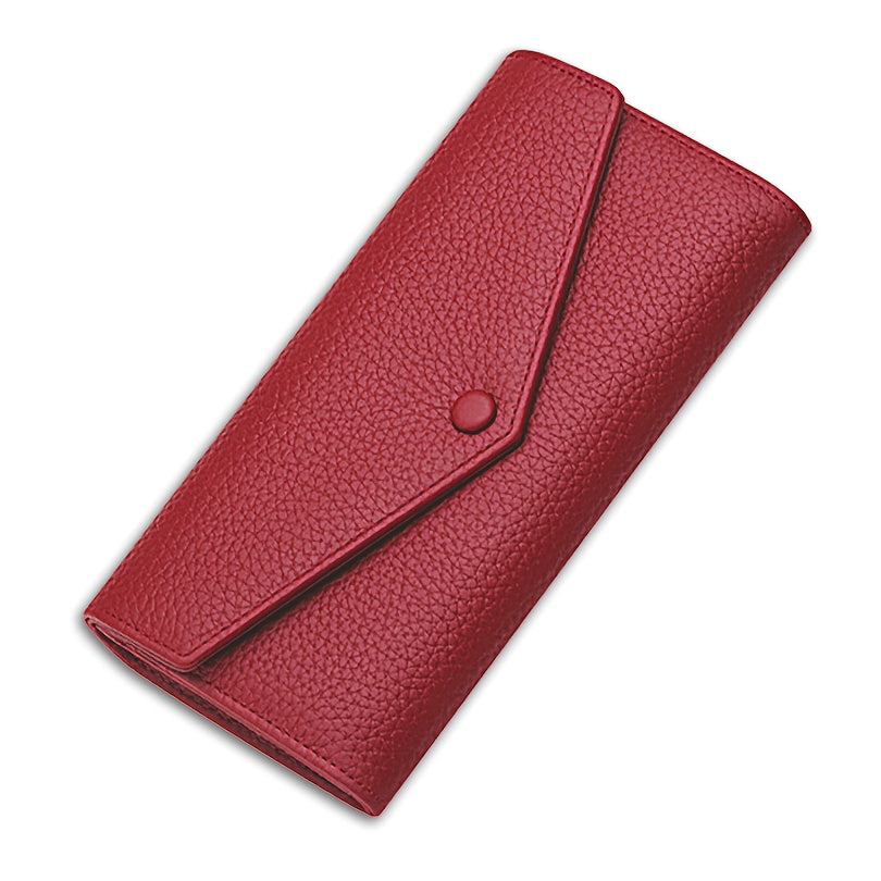 Portefeuille femme enveloppe fine à poche zippée au dos