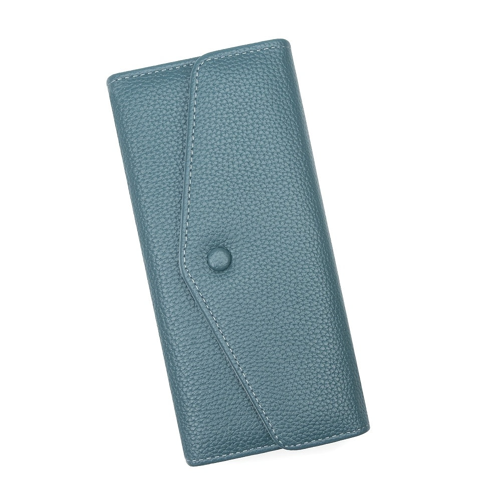 Portefeuille femme enveloppe fine à poche zippée au dos