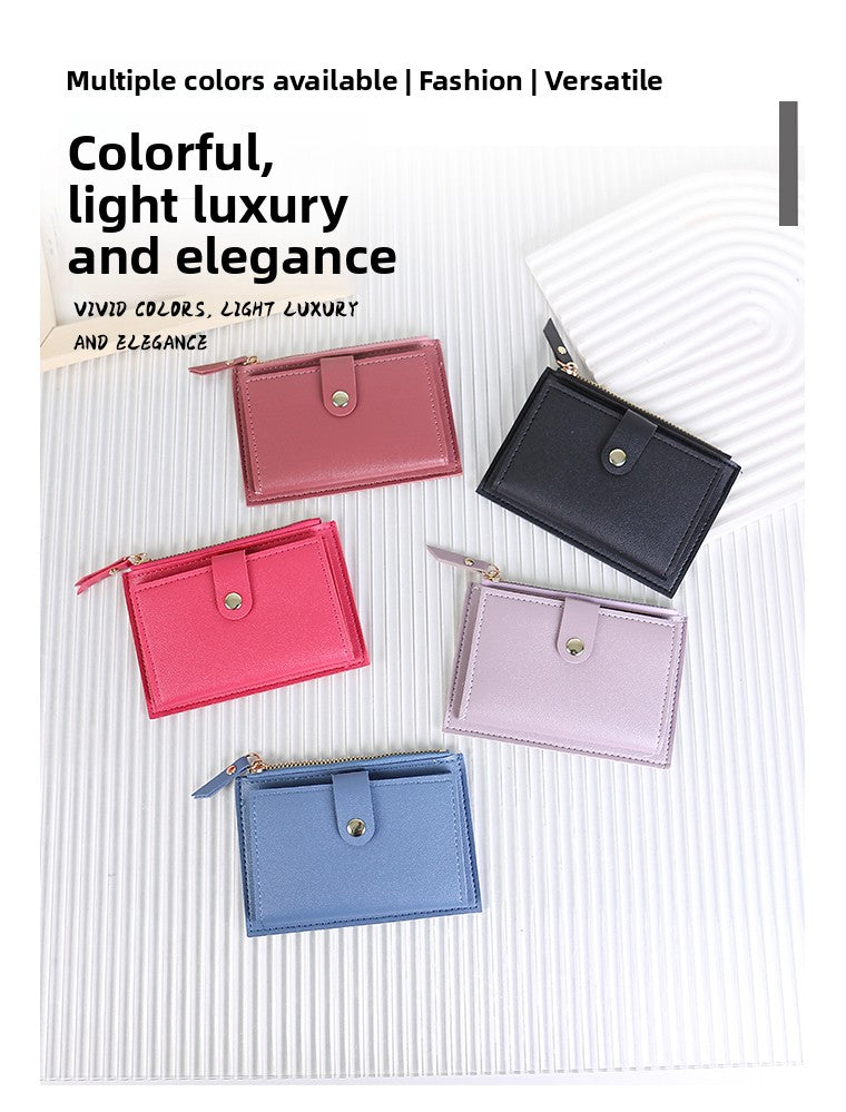 Portefeuille femme extra fin 13,5 x 9,5 cm, zip et patte