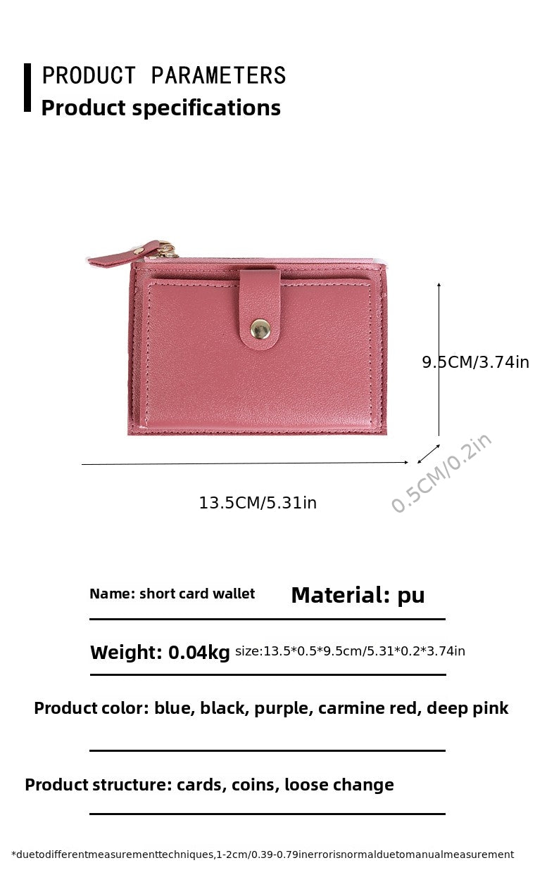Portefeuille femme extra fin 13,5 x 9,5 cm, zip et patte