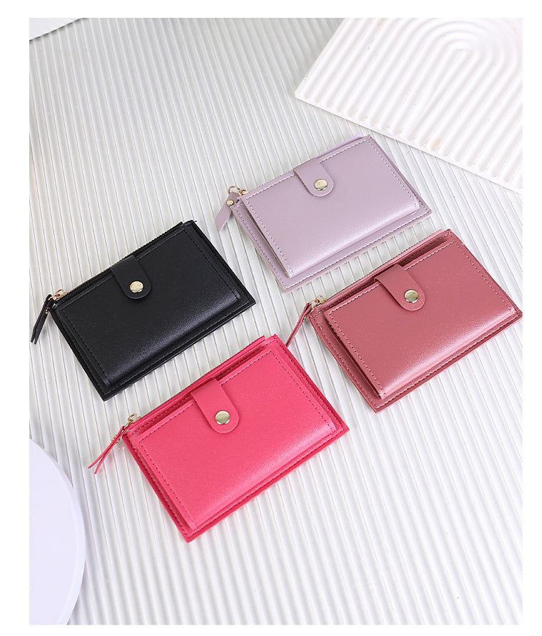 Portefeuille femme extra fin 13,5 x 9,5 cm, zip et patte