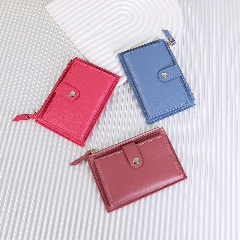 Portefeuille femme extra fin 13,5 x 9,5 cm, zip et patte