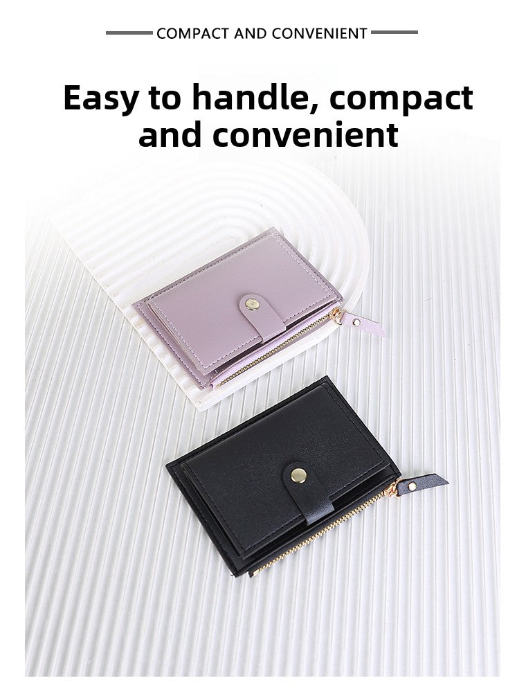 Portefeuille femme extra fin 13,5 x 9,5 cm, zip et patte