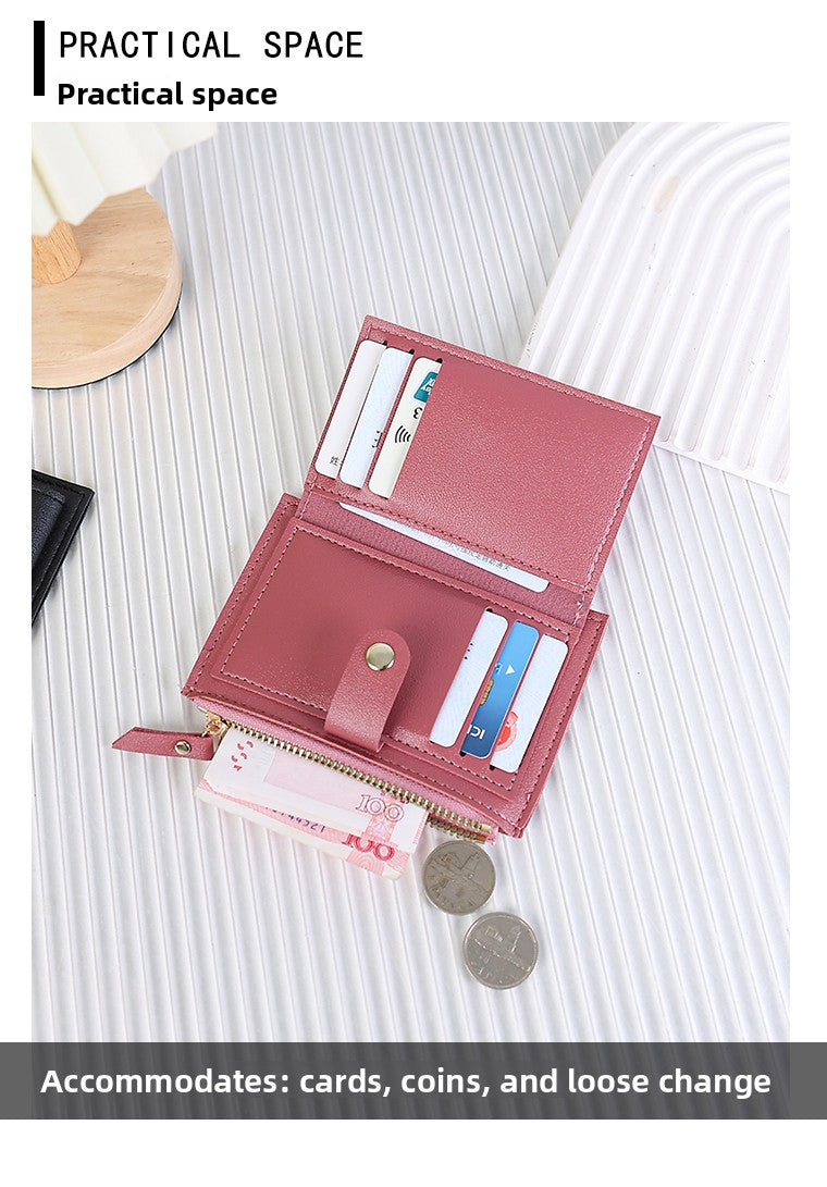 Portefeuille femme extra fin 13,5 x 9,5 cm, zip et patte