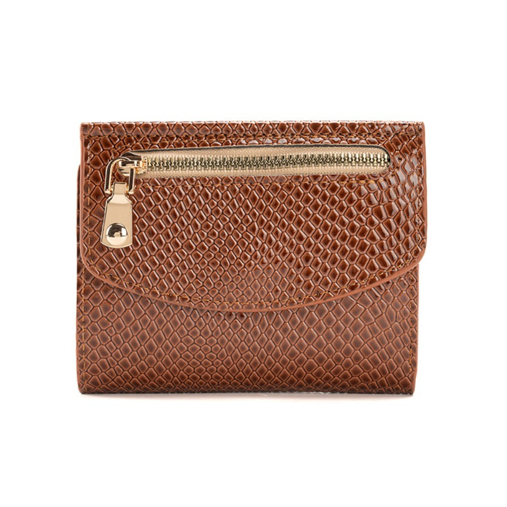 Portefeuille femme fin noir, simili grainé façon python