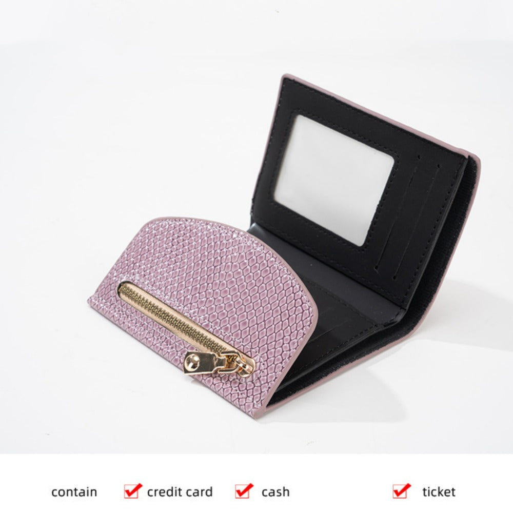 Portefeuille femme fin noir, simili grainé façon python