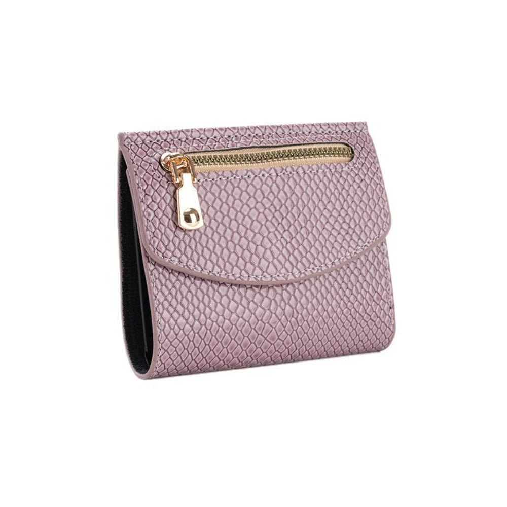 Portefeuille femme fin noir, simili grainé façon python