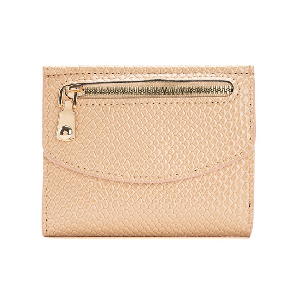 Portefeuille femme fin noir, simili grainé façon python