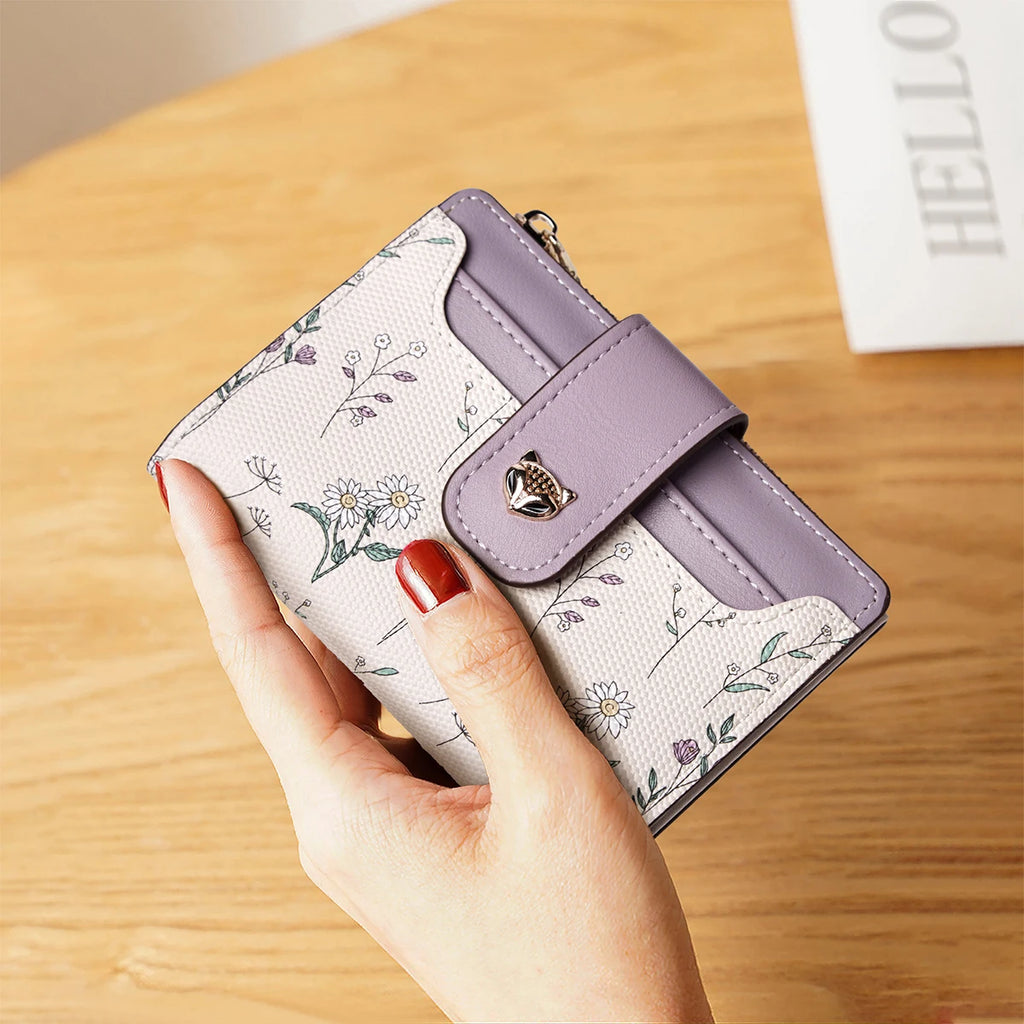 Portefeuille court en cuir PU pour femme avec motif floral élégant — photo 10