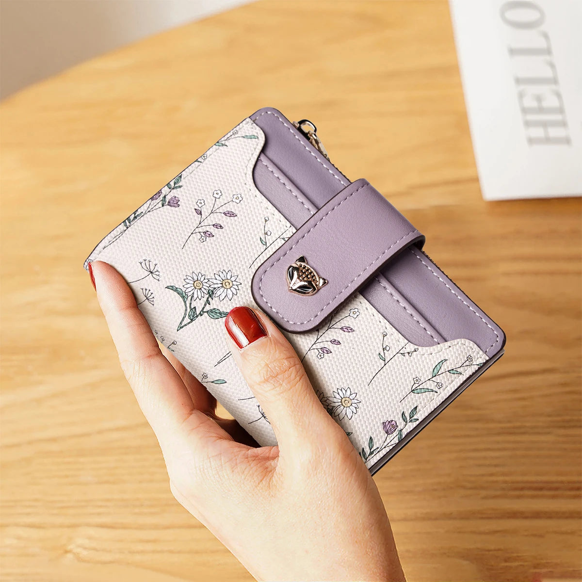 Portefeuille court en cuir PU pour femme avec motif floral élégant — photo 10