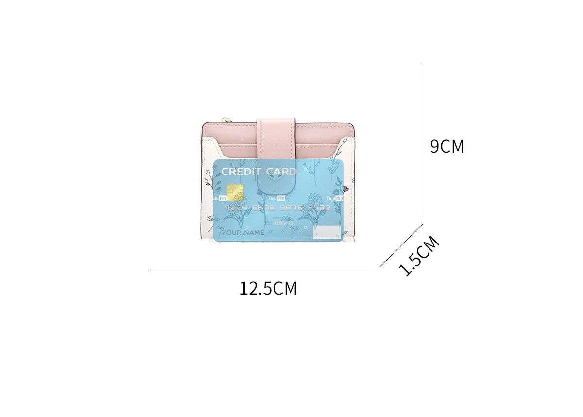 Portefeuille court en cuir PU pour femme avec motif floral élégant — photo 3