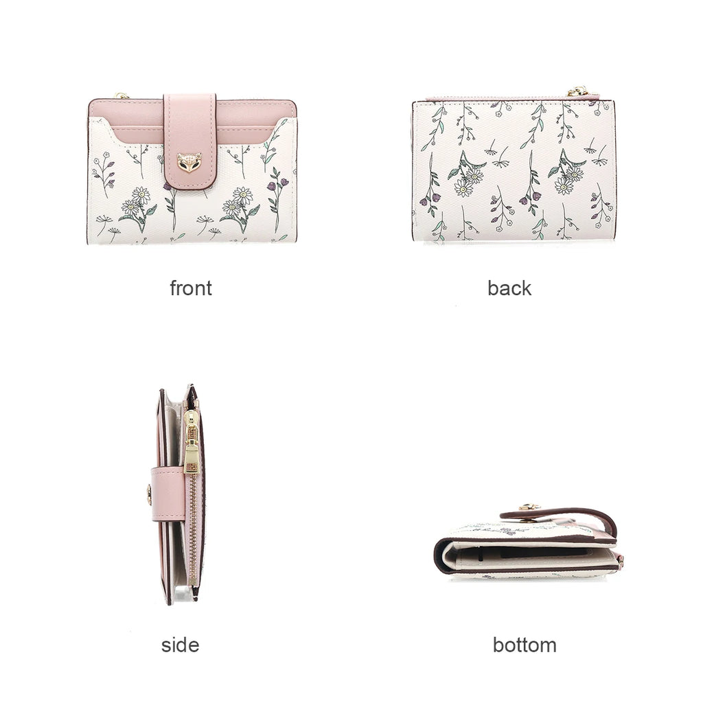Portefeuille court en cuir PU pour femme avec motif floral élégant — photo 4