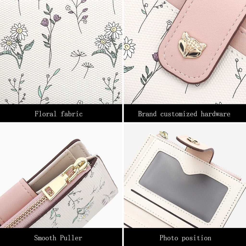 Portefeuille court en cuir PU pour femme avec motif floral élégant — photo 5