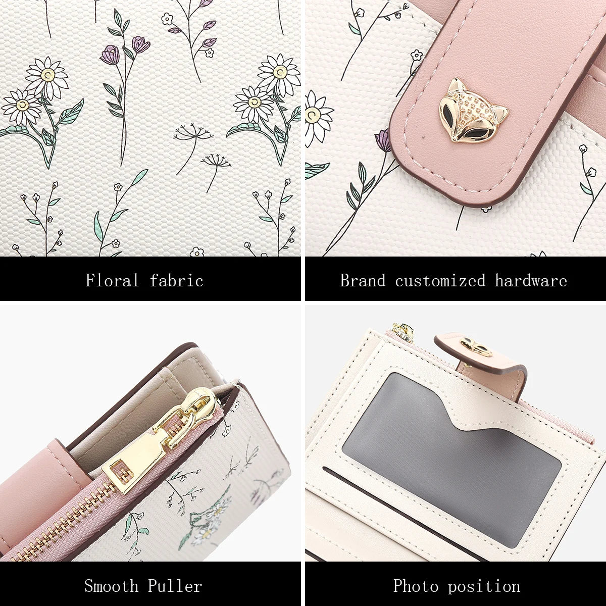 Portefeuille court en cuir PU pour femme avec motif floral élégant — photo 5