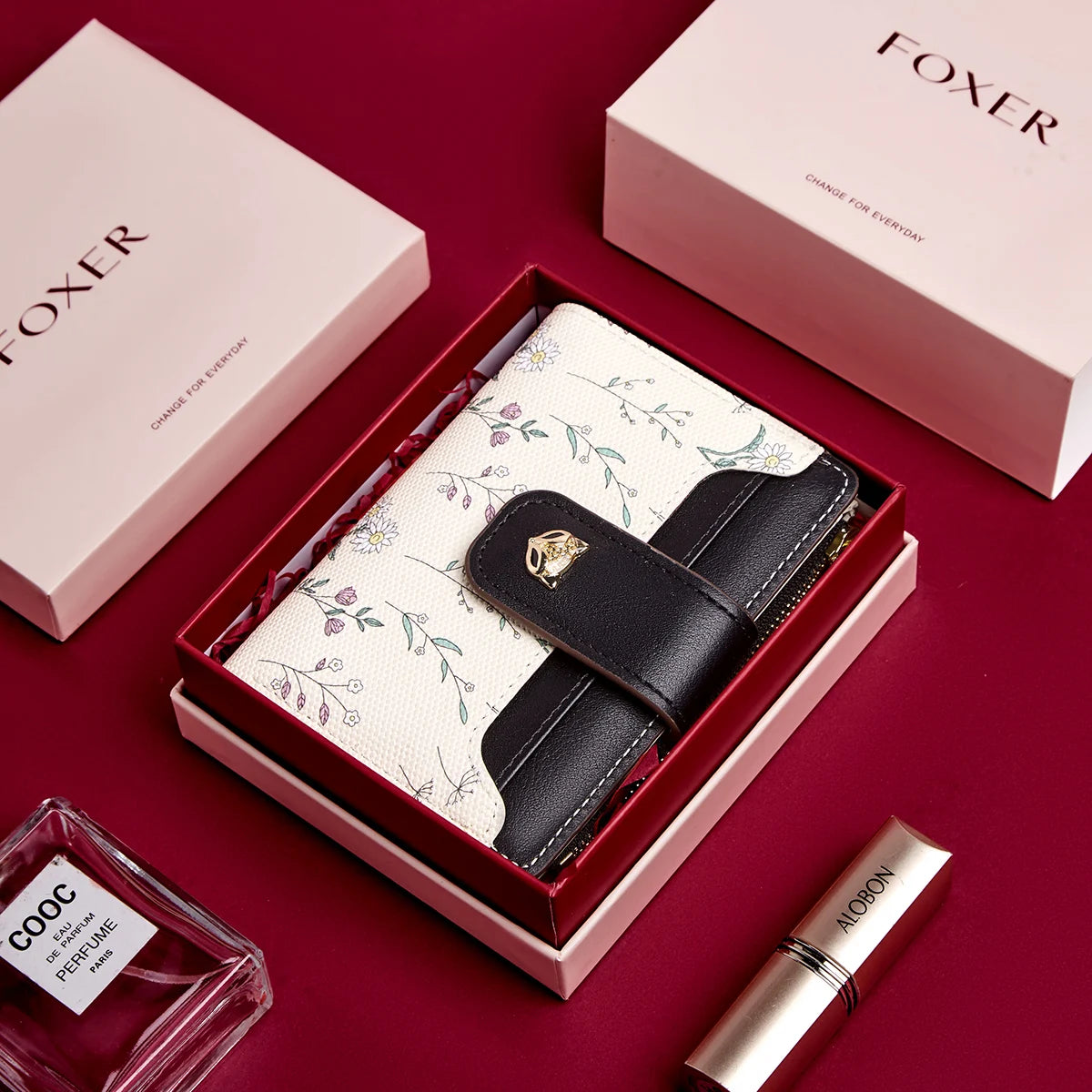 Portefeuille court en cuir PU pour femme avec motif floral élégant — photo 9 Image