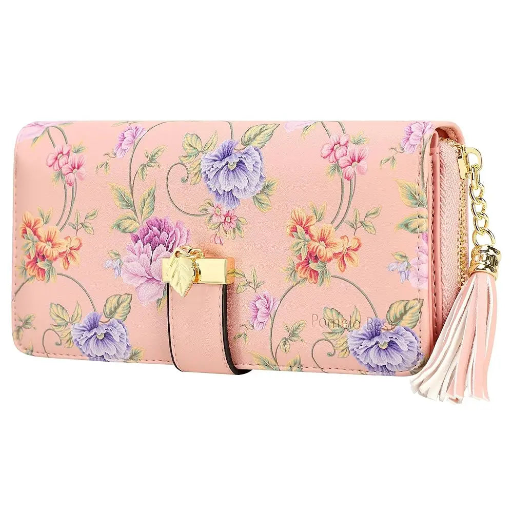 Portefeuille long pour femme en similicuir imprimé floral avec blocage RFID — photo 10