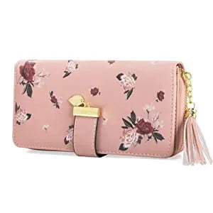 Portefeuille long pour femme en similicuir imprimé floral avec blocage RFID — photo 11