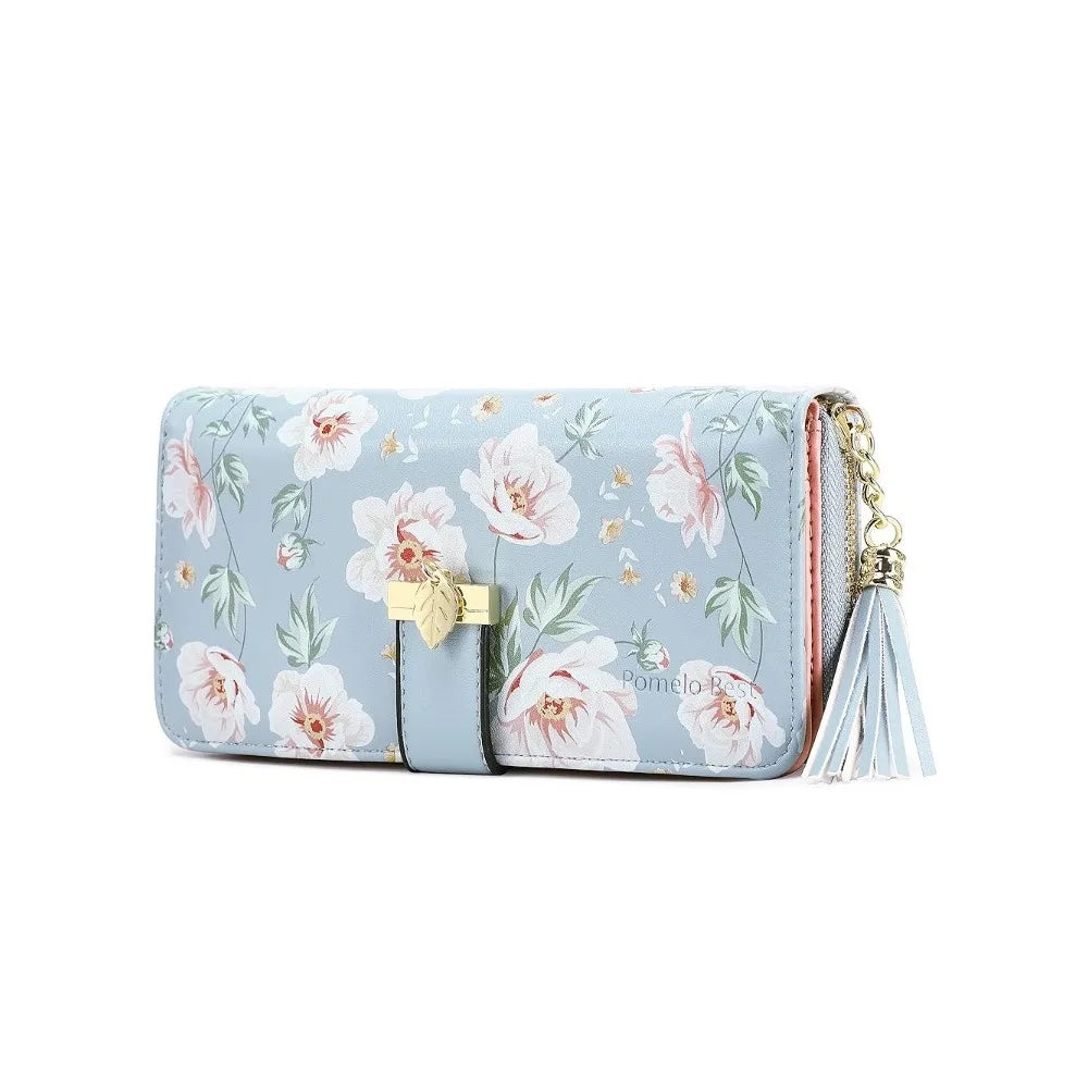 Portefeuille long pour femme en similicuir imprimé floral avec blocage RFID — photo 14