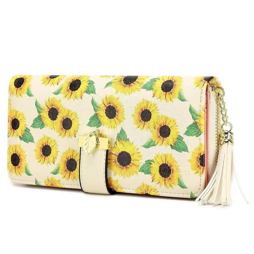 Portefeuille long pour femme en similicuir imprimé floral avec blocage RFID — photo 2