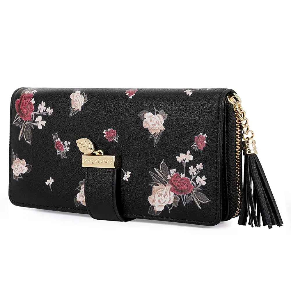 Portefeuille long pour femme en similicuir imprimé floral avec blocage RFID — photo 7