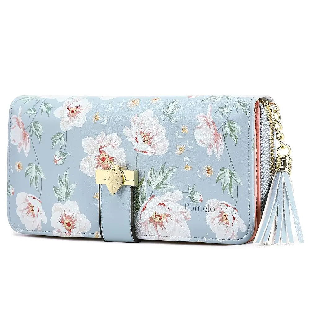 Portefeuille long pour femme en similicuir imprimé floral avec blocage RFID — photo 9