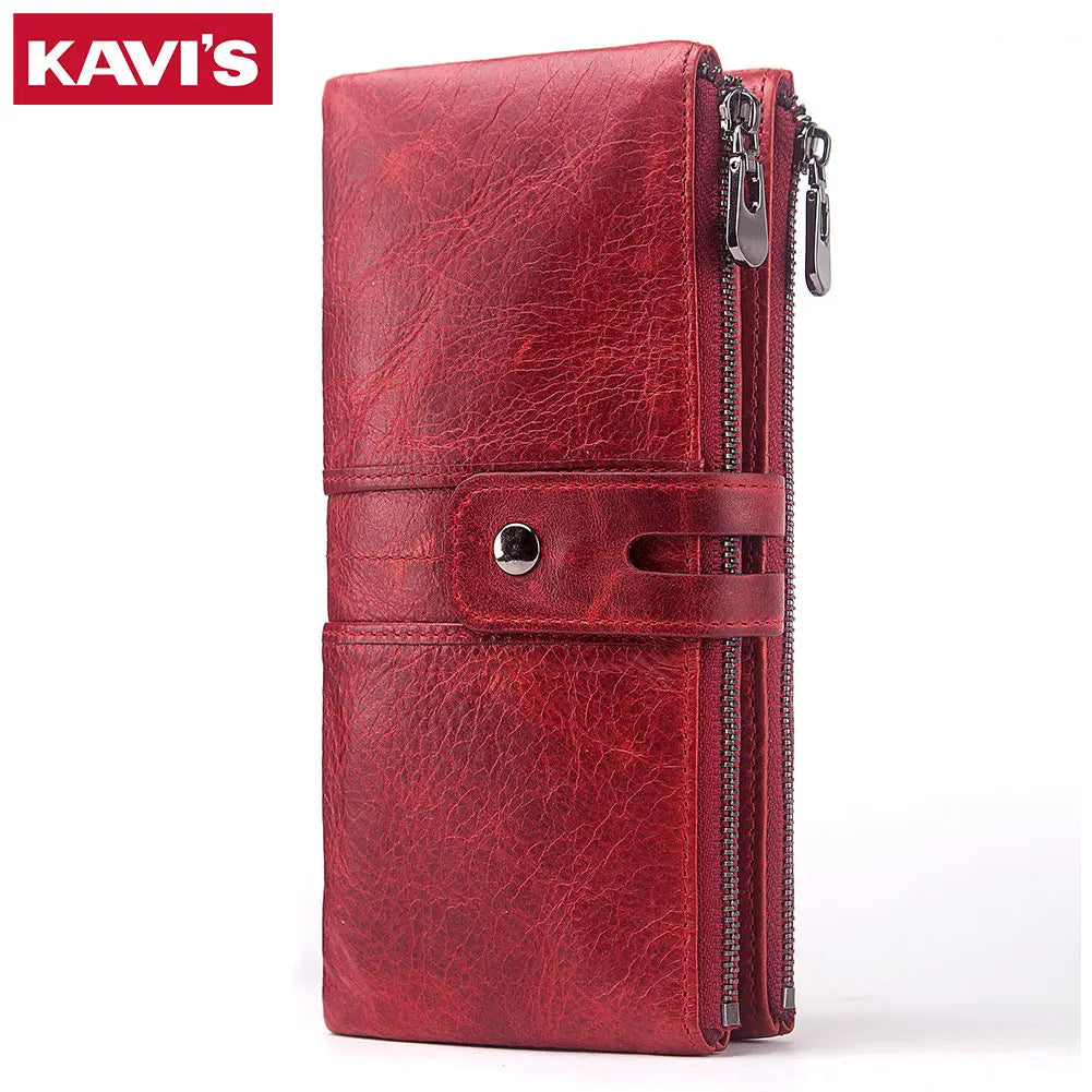 Portefeuille compagnon en cuir véritable pour femme avec protection RFID et double zip — photo 2