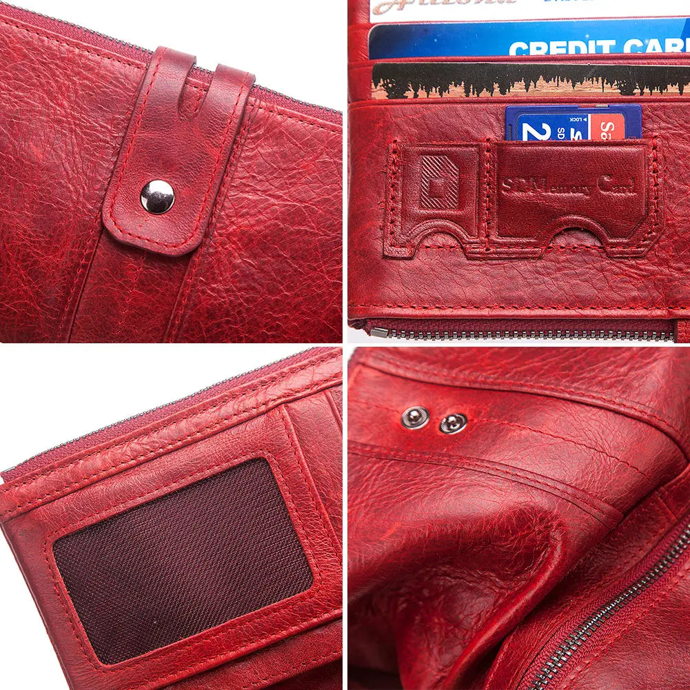 Portefeuille compagnon en cuir véritable pour femme avec protection RFID et double zip — photo 4