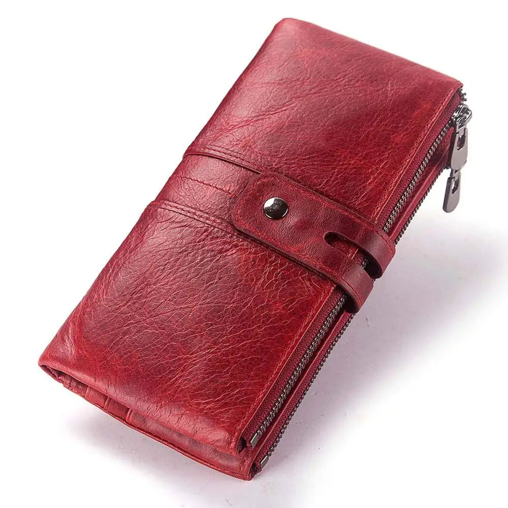 Portefeuille compagnon en cuir véritable pour femme avec protection RFID et double zip — photo 5