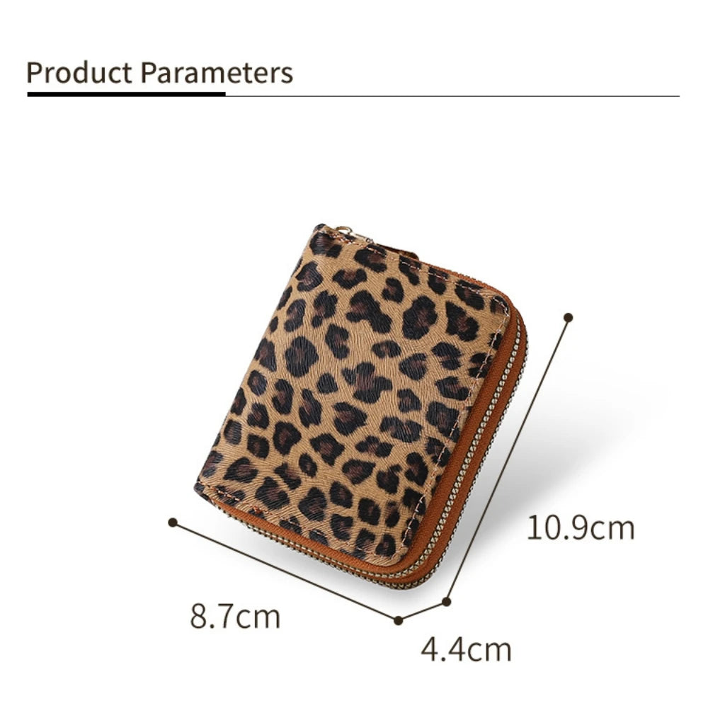 Portefeuille femme compact léopard en cuir PU avec double zip et grande capacité — photo 4