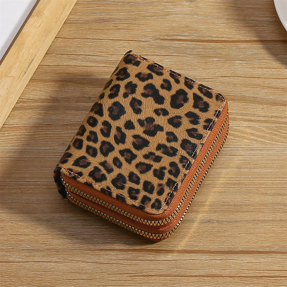 Portefeuille femme compact léopard en cuir PU avec double zip et grande capacité — photo 5