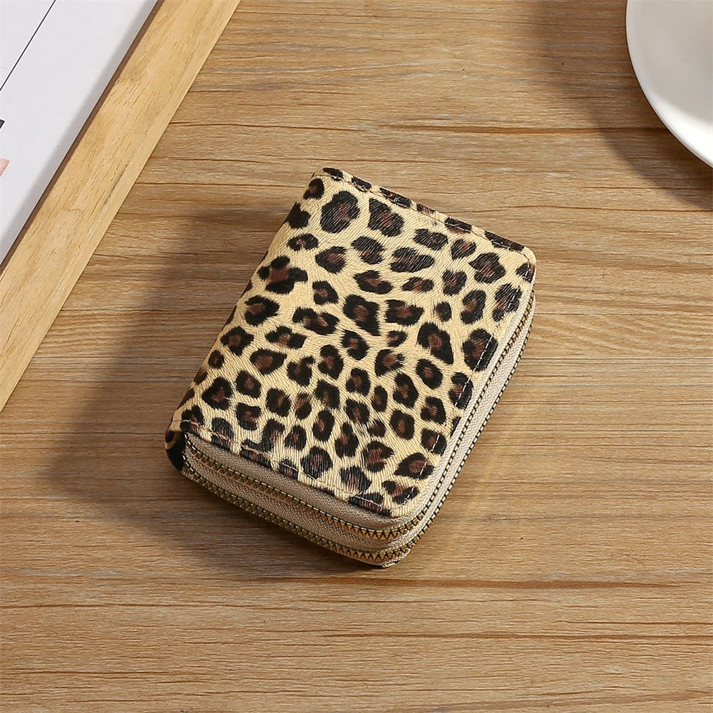 Portefeuille femme compact léopard en cuir PU avec double zip et grande capacité — photo 7