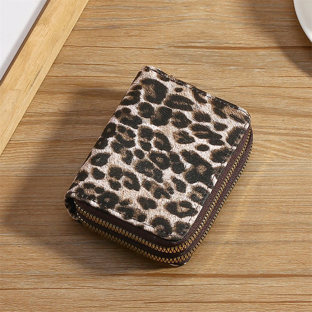 Portefeuille femme compact léopard en cuir PU avec double zip et grande capacité — photo 9