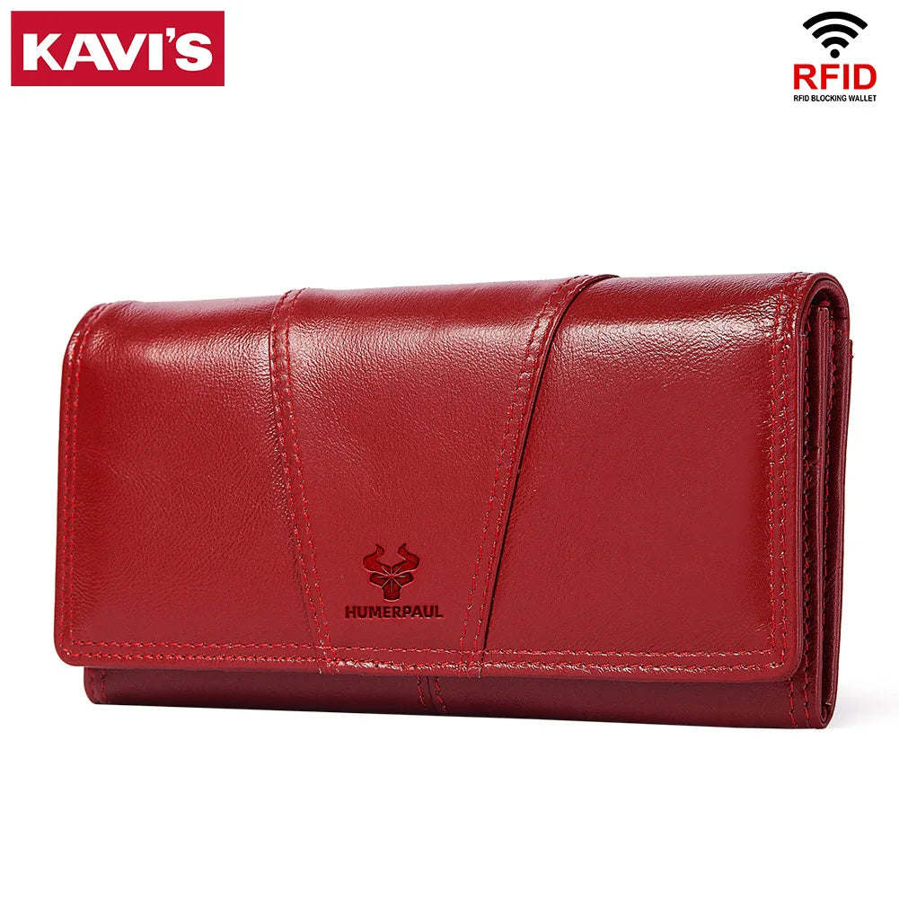 Portefeuille femme long anti-RFID, 8 cartes et téléphone