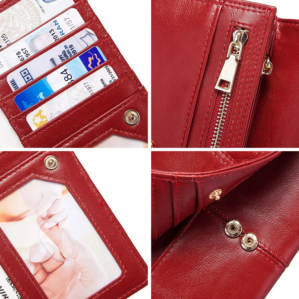 Portefeuille femme long anti-RFID, 8 cartes et téléphone