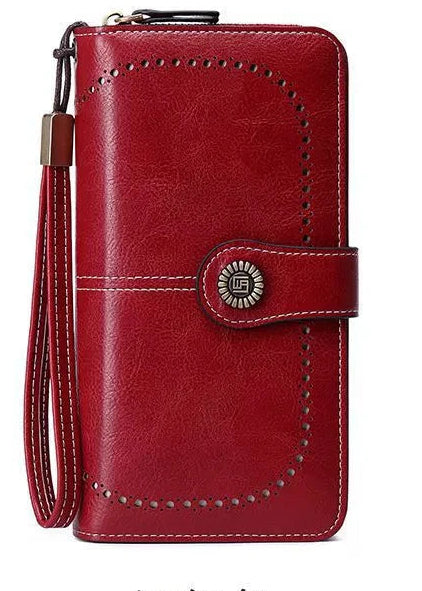 Portefeuille long anti-theft en cuir pu avec fermeture éclair et dragonne pour femme — photo 1