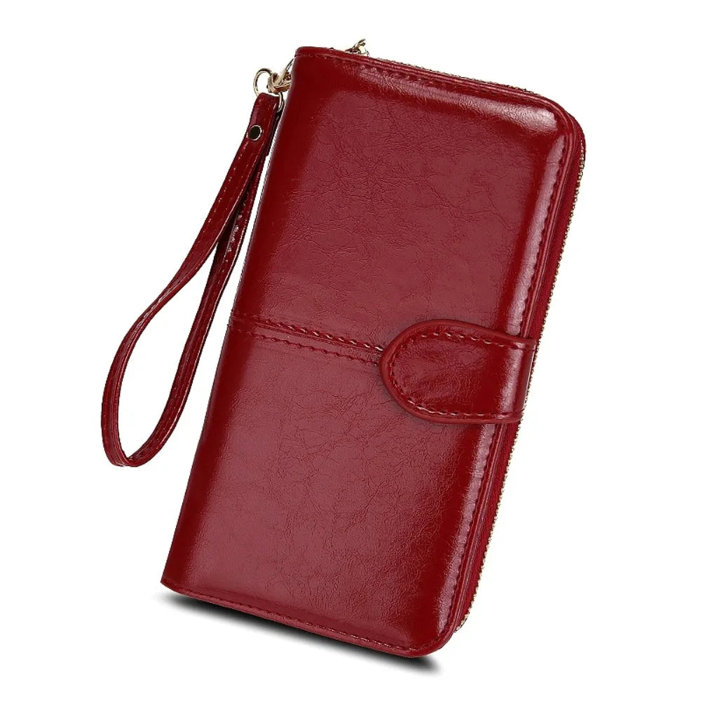 Portefeuille long anti-theft en cuir pu avec fermeture éclair et dragonne pour femme — photo 8
