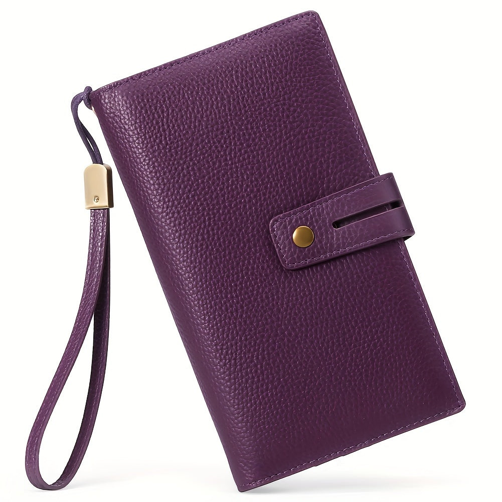 Portefeuille femme long 3 volets avec chéquier et anti-RFID