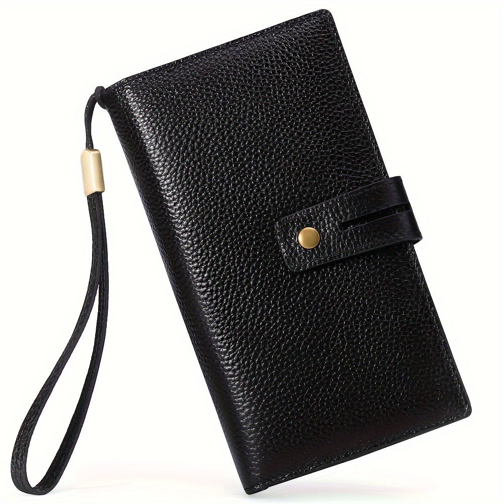 Portefeuille femme long 3 volets avec chéquier et anti-RFID