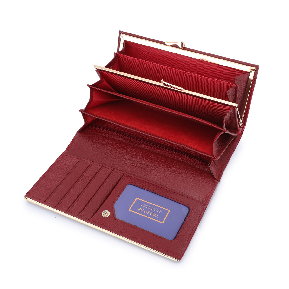 Portefeuille femme long, cinq poches billets, croco verni