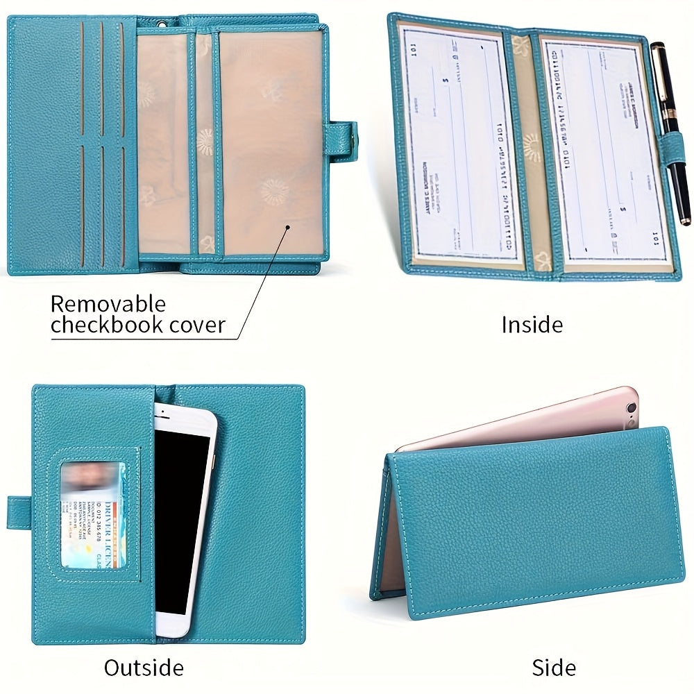 Portefeuille femme long compagnon, chéquier amovible et RFID