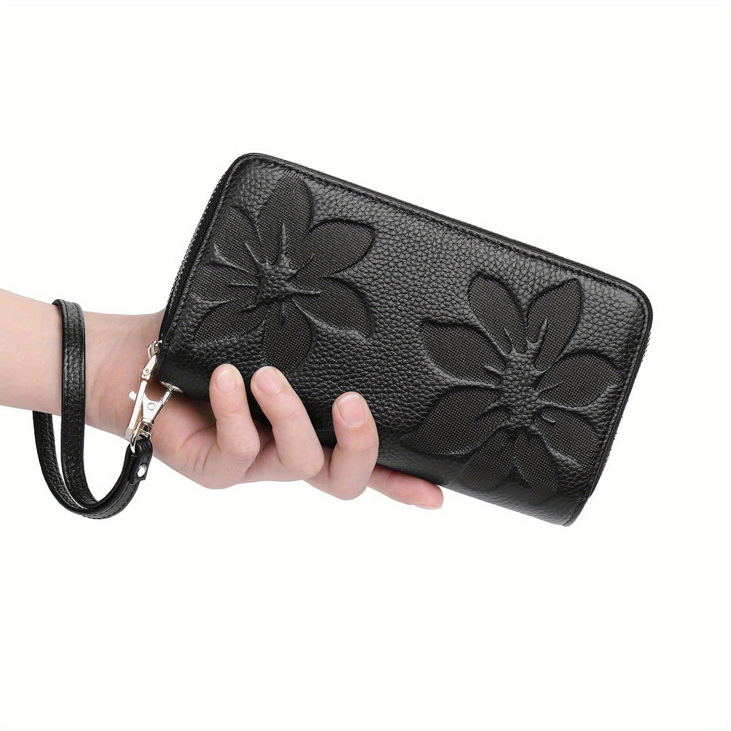 Portefeuille femme long cuir véritable 16 cartes anti-RFID