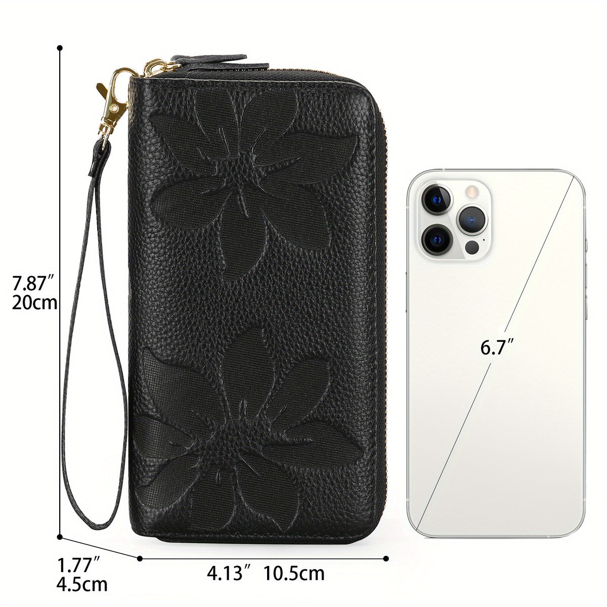 Portefeuille femme long cuir véritable 16 cartes anti-RFID