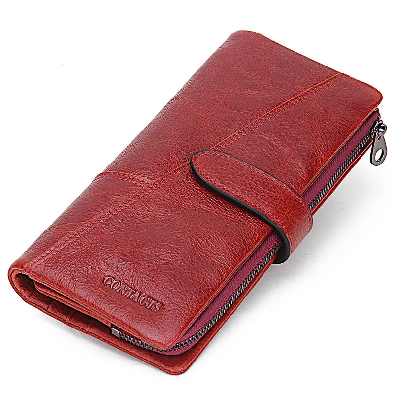 Portefeuille long en cuir de vachette véritable avec compartiment téléphone pour femme — photo 10