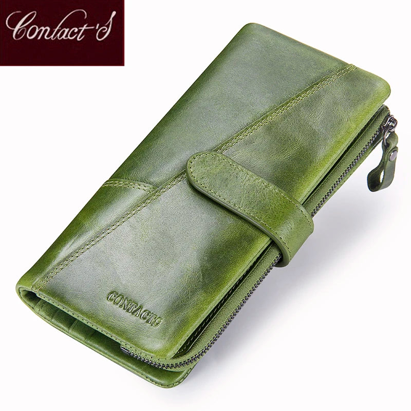 Portefeuille long en cuir de vachette véritable avec compartiment téléphone pour femme — photo 2